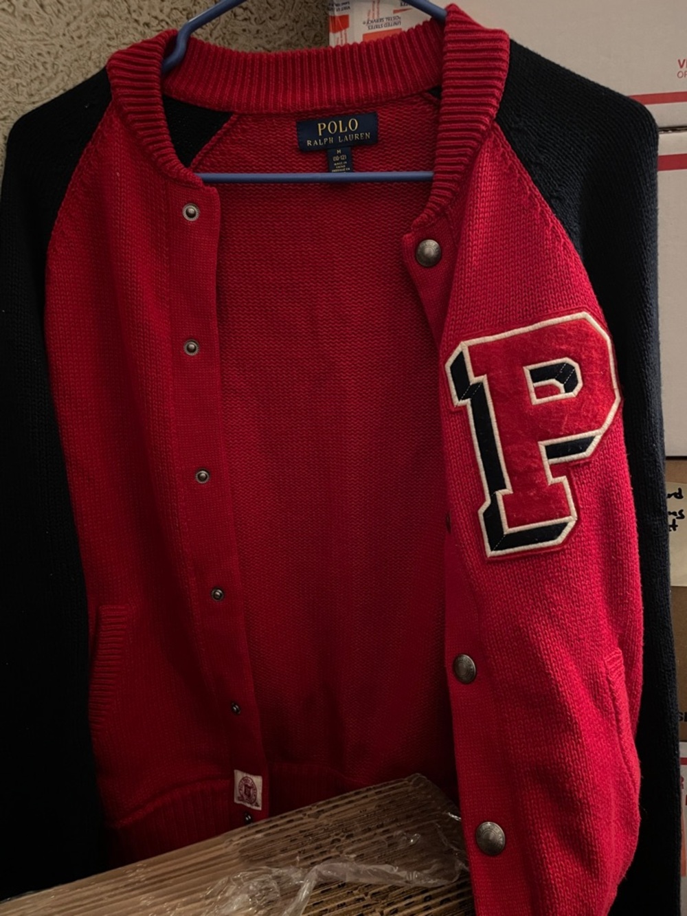 Polo by Ralph Lauren Kids Red & Black Varsity Cardigan Jacket